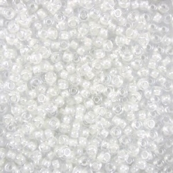 #106 10 Gramm Rocailles crystal white lined 9/0 2,6 mm