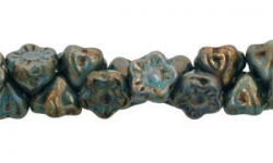 #06.05 50 Stück Button Flower 7 mm bronze picasso-baby blue