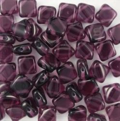 25 Stück Two-Hole Silky Beads 6mm - amethyst
