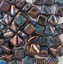 25 Stück Two-Hole Silky Beads 6mm - jet vega iris