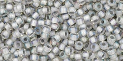 10 g TOHO Seed Beads 11/0 TR-11-0261 - Inside-Color Rainbow Crystal/Gray Lined (E)