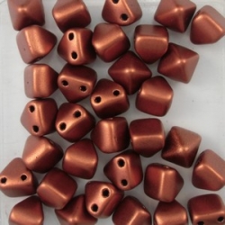 #17 - 10 Two-Hole Pyramid 6x6mm - matte met dk copper