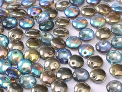 #45 - 50 Stück Lentils 6x2,5 mm crystal graphite rainbow