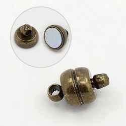1 Kugel-Magnet-Verschluss Ø 11x7 mm Antique Bronze
