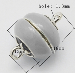 1 Kugel-Magnet-Verschluss Ø 13x18 mm  grau emailliert