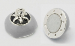 1 Kugel-Magnet-Verschluss Ø 13x18 mm grau emailliert