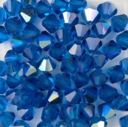 #15 25 Stück - 6,0 mm Crystal Bicone capri blue AB