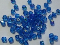 #50 50 Stück - 4,0 mm Glasschliffperlen - tr. aqua blue zirkon A