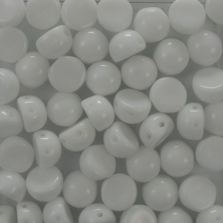 #06 25 Stck. 2-Hole Cabochon 6mm White