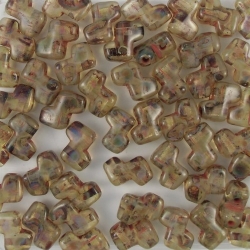 #18.1 - 25 Stück Two-Hole ZET Beads 5x6mm - crystal travertin