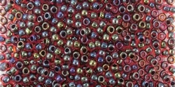 10 g TOHO Seed Beads 11/0 TR-11-0400 - Inside-Color Lustered Dk Ruby/Black (E)