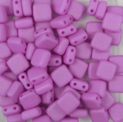 50 Stück Two-Hole Flat Square 6mm - alabaster pastel matt pink v