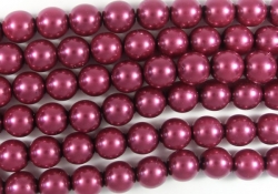 #42.0 1 Strang - 6,0 mm Glaswachsperlen - dark magenta