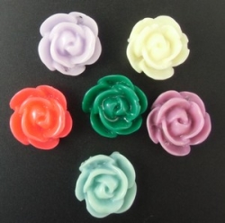 5 Stück Resin Rose Beads ca. 12x8 mm - Mix