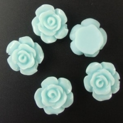 5 Stück Resin Rose Beads ca. 12,5x6,5 mm - Aquamarine