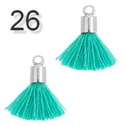 5 Stück Mini-Perlen-Quasten (ca. 1,5cm) "Ibiza Style" - goldene Endkappe mit Öse - verschiedene Farben