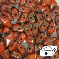 #07.02 - 25 Stück Diamonduo 5x8 mm - Opaque Orange Red Travertin