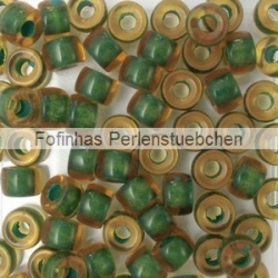 #01.01 - 25 Stück Roller Beads 6x4 mm - topaz/green lined