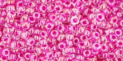 10 g TOHO Seed Beads 11/0 TR-11-0350 - Inside-Color Crystal/Fuchsia (E)