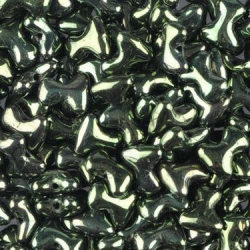 100 Stück PRECIOSA Tee Bead (2 x 8 mm) - Jet Metallic Green