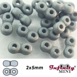 2 g - Infinity-Mini Beads - 2x5mm - alabaster pastel matte gray