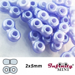 2 g - Infinity-Mini Beads - 2x5mm - alabaster pastel lt. sapphire