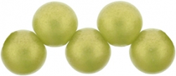 #51.01 1 Strang Perlen rund "Top Hole" - Sueded Gold Olivine - Ø 6 mm