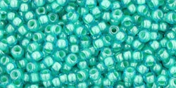 10 g TOHO Seed Beads 11/0 TR-11-0954 - Inside-Color Aqua/Lt. Jonquil Lined (E)