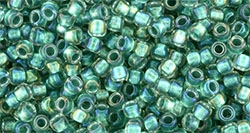 10 g TOHO Takumi Large Hole Seed Bead TTR-11-0264 - Inside Color Rainbow Crystal/Teal Lined