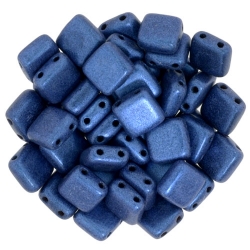 50 Stück Two-Hole Flat Square 6mm - Metallic Suede - Blue