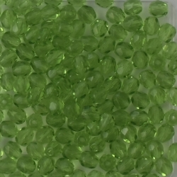 #07.2 50 Stück - 4,0 mm Glasschliffperlen - tr. olivine