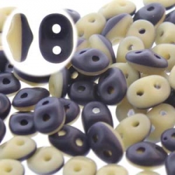 #032a 10g SuperDuo-Beads DUETS - navy/ivory matted