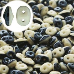 #051a 10g SuperDuo-Beads DUETS - black/white beige lustered