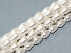 #04 - 1 Strang Teardrop Glass Pearls Ø 7*5 mm - bright white