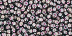 10 g TOHO Seed Beads 11/0 TR-11-0367 - Inside-Color Lustered Black Diamond/Pink-Lined (E,F)