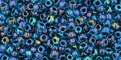 10 g TOHO Seed Beads 11/0 TR-11-0248 - Inside-Color Aqua/Jet-Lined (E)