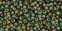 10 g TOHO Seed Beads 11/0 TR-11-0247 - Inside-Color Peridot/Oxblood-Lined (E)