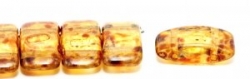 #01.01 - 10 Stück Zweiloch-Glasperle 9x17 mm - Crystal Travertin