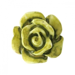 #23a - 5 Stück Resin Rose Beads ca. 10 mm - Aquarell-Painted - olive green