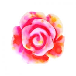 #27a - 5 Stück Resin Rose Beads ca. 10 mm - Aquarell-Painted - pink yellow