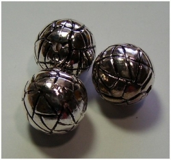 1 Stck. gr. Metall-Look-Perle - Ø ca. 20 mm - altsilberfarben Typ11