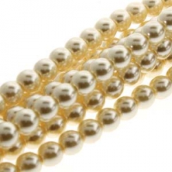 1 Strang - 12,0 mm Glaswachsperlen - cream pearl