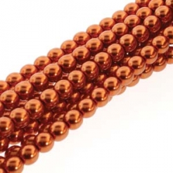 1 Strang - 08,0 mm Glaswachsperlen - copper pearl