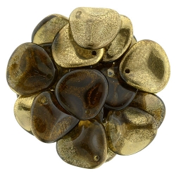 #13.00 25 Stck. Rose Petals 14*13mm - Gold - Smokey Topaz