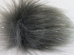 1 Stück Faux Fur PomPom - silver gray