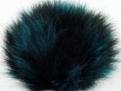 1 Stück Faux Fur PomPom - turquoise black