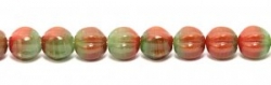 25 Stück Perlen Melone - Ø 6mm Opaque Terracotta/Opal Mint Green