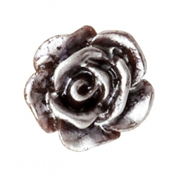 #34 - 5 Stück Resin Rose Beads ca. 10 mm - dk brown - silber coated
