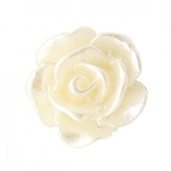 #40 - 5 Stück Resin Rose Beads ca. 10 mm - pastel beige - silber coated