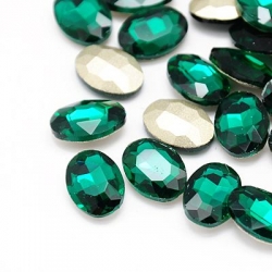 1 Glas-Oval Ø 25x18x6 mm - emerald